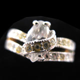 Womens Jewelries PEAR Shape Crystal Clear Glass Stones Multi-Stone RING RINGS size 6