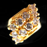 Womens Yellow GOLD Tone RING size 5 Crystal Glass Stones CLUSTER Stone Jewelries