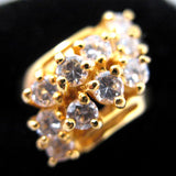 Womens Yellow GOLD Tone RING size 5 Crystal Glass Stones CLUSTER Stone Jewelries