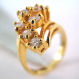 Womens Yellow GOLD Tone RING size 5 Crystal Glass Stones CLUSTER Stone Jewelries