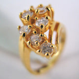 Womens Yellow GOLD Tone RING size 5 Crystal Glass Stones CLUSTER Stone Jewelries
