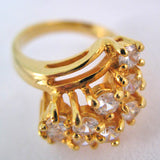 Womens Yellow GOLD Tone RING size 5 Crystal Glass Stones CLUSTER Stone Jewelries