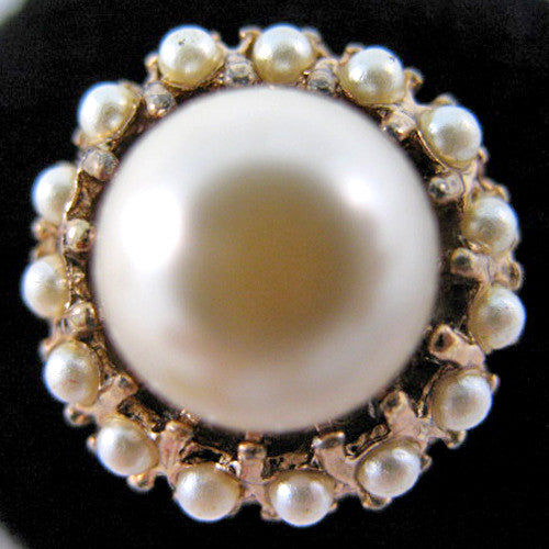 VINTAGE Faux PEARL PEARLS Womens RINGS RING Adjustable size 7 7.5 7.75 8