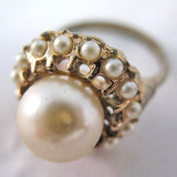 VINTAGE Faux PEARL PEARLS Womens RINGS RING Adjustable size 7 7.5 7.75 8