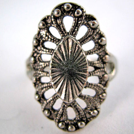 VINTAGE SILVER Tone Metal VICTORIAN Carved Womens Rings RING size 8.75 Jewelry Jewelries