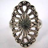VINTAGE SILVER Tone Metal VICTORIAN Carved Womens Rings RING size 8.75 Jewelry Jewelries