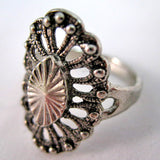 VINTAGE SILVER Tone Metal VICTORIAN Carved Womens Rings RING size 8.75 Jewelry Jewelries