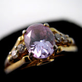 VINTAGE 18KT GE GOLD PURPLE PINK AMETHYST Womens Ladies RING Jewelry size 10.25