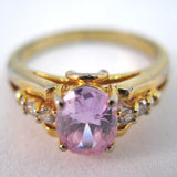 VINTAGE 18KT GE GOLD PURPLE PINK AMETHYST Womens Ladies RING Jewelry size 10.25
