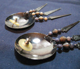 VINTAGE Big Huge Giant Large SILVER Tone ROUND METAL DANGLING EARRINGS Set