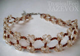 NEW Womens CREAM BEIGE Amber Brown BEADS BEADED Floral Flowers CHOKER NECKLACE