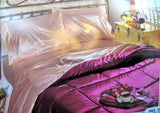 4-pieces BLACK SATIN BED SHEET SET Sheets Flat Fitted Pillowcase Pillowcases size QUEEN