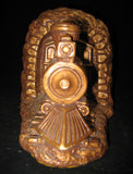 VINTAGE 2pc SET CHALKWARE CHALK LOCOMOTIVE TRAIN TRAINS Old BOOKENDS BOOK ENDS