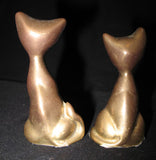 LOT 2-pc Gold Tone Solid Antique BRASS KITTY CAT CATS Metal Figures Figurines