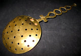 Gold Tone SOLID BRASS Strain KITCHEN LADDLE Drain Holes Hanging Wall Home Decor