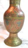 VINTAGE Floral Flowers ETCHED ETCHING ENGRAVE ENGRAVED ENGRAVING Design METAL Gold BRASS FLOWER VASE Home Decors Decorations
