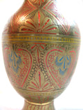 VINTAGE Floral Flowers ETCHED ETCHING ENGRAVE ENGRAVED ENGRAVING Design METAL Gold BRASS FLOWER VASE Home Decors Decorations