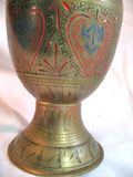 VINTAGE Floral Flowers ETCHED ETCHING ENGRAVE ENGRAVED ENGRAVING Design METAL Gold BRASS FLOWER VASE Home Decors Decorations