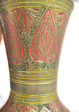 VINTAGE Floral Flowers ETCHED ETCHING ENGRAVE ENGRAVED ENGRAVING Design METAL Gold BRASS FLOWER VASE Home Decors Decorations