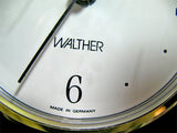 WALTHER Made in GERMANY Clear GLASS Gold TIME CLOCK Shelf Mantel Home Decors Decorations
