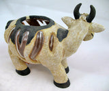 MOTHER and CHILD Black Beige COW COWS FIGURINE Animal Figurines Table Glass HOLDER VASE BOWL