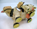 MOTHER and CHILD Black Beige COW COWS FIGURINE Animal Figurines Table Glass HOLDER VASE BOWL