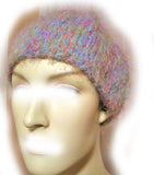 Women Multi COLORED Rainbow LIGHT BLUE Purple YARN CROCHET KNIT Beanie HAT Head