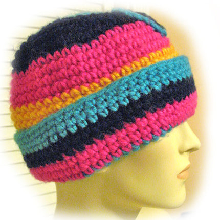 Women FUCHSIA PINK Yellow Orange BLUE Yarn CROCHET KNIT BEANIE Winter HAT Wrap