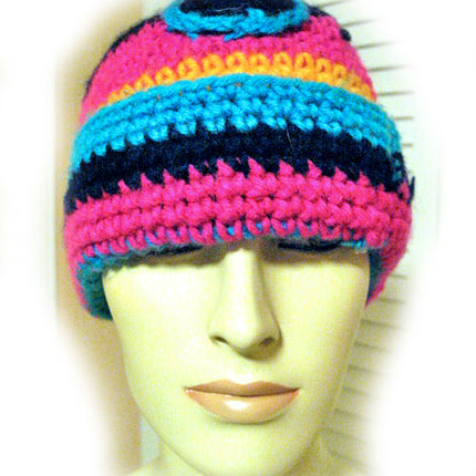 Women FUCHSIA PINK Yellow Orange BLUE Yarn CROCHET KNIT BEANIE Winter HAT Wrap