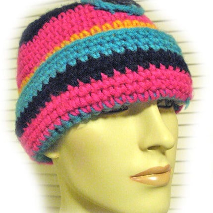 Women FUCHSIA PINK Yellow Orange BLUE Yarn CROCHET KNIT BEANIE Winter HAT Wrap