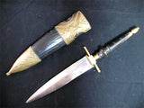 VINTAGE OLD KNIFE DAGGER BLADE INDIA Carved HANDLE Brass CASE Estate
