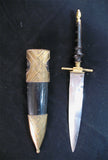 VINTAGE OLD KNIFE DAGGER BLADE INDIA Carved HANDLE Brass CASE Estate
