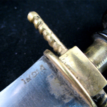 VINTAGE OLD KNIFE DAGGER BLADE INDIA Carved HANDLE Brass CASE Estate