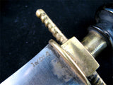 VINTAGE OLD KNIFE DAGGER BLADE INDIA Carved HANDLE Brass CASE Estate