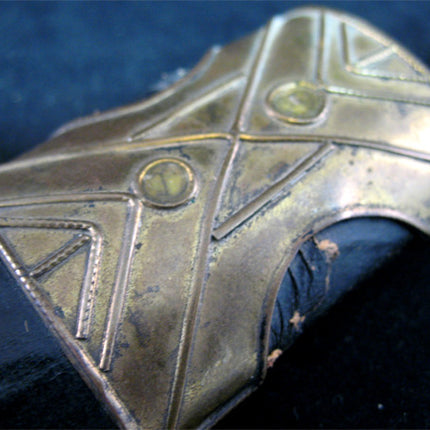 VINTAGE OLD KNIFE DAGGER BLADE INDIA Carved HANDLE Brass CASE Estate