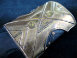 VINTAGE OLD KNIFE DAGGER BLADE INDIA Carved HANDLE Brass CASE Estate
