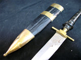 VINTAGE OLD KNIFE DAGGER BLADE INDIA Carved HANDLE Brass CASE Estate