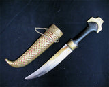 VINTAGE OLD KNIFE DAGGER INDIA CURVE BLADE Carve Brass CASE Estate Sale