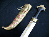 VINTAGE OLD KNIFE DAGGER INDIA CURVE BLADE Carve Brass CASE Estate Sale