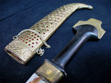 VINTAGE OLD KNIFE DAGGER INDIA CURVE BLADE Carve Brass CASE Estate Sale