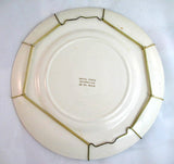 22K Solid GOLD ART PRINT Collectors ROYAL CHINA 10" Round PLATE CERAMIC Metal HANGER Floral Flowers Prints