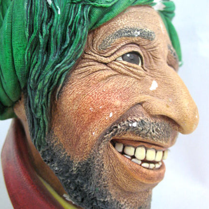 VINTAGE CHALKWARE WALL HANGING HEAD KURD MAN GREEN WRAP HAT Collectors Old Collectible