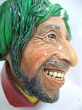 VINTAGE CHALKWARE WALL HANGING HEAD KURD MAN GREEN WRAP HAT Collectors Old Collectible