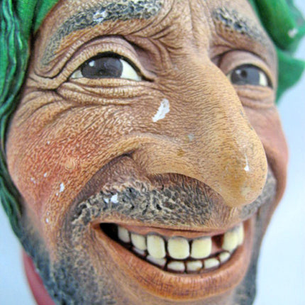 VINTAGE CHALKWARE WALL HANGING HEAD KURD MAN GREEN WRAP HAT Collectors Old Collectible