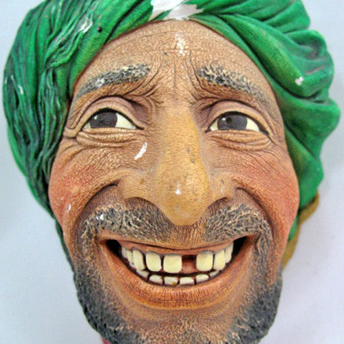 VINTAGE CHALKWARE WALL HANGING HEAD KURD MAN GREEN WRAP HAT Collectors Old Collectible