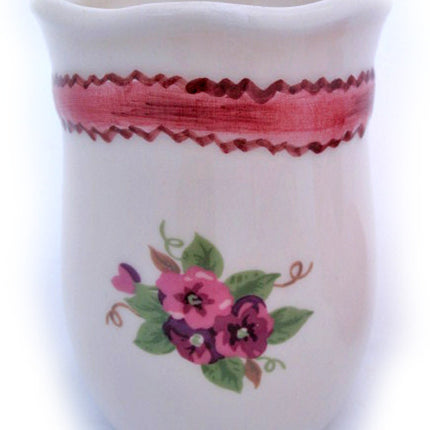 Vintage Soap DISH Toothbrush CUP HOLDER BATH SET Handpainted Floral Flowers Marked CB