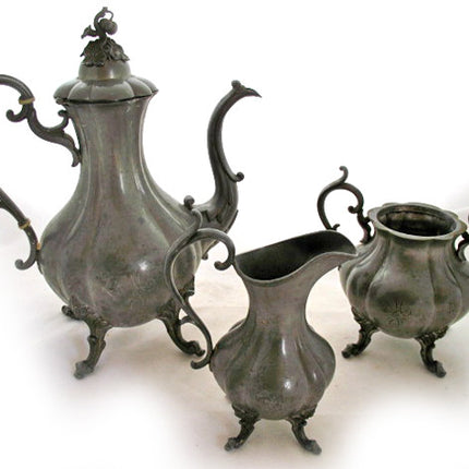 LOT 3-pc VINTAGE Antique REED & BARTON SILVER Plate SILVERPLATE COFFEE TEA 12" POT SET