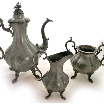 LOT 3-pc VINTAGE Antique REED & BARTON SILVER Plate SILVERPLATE COFFEE TEA 12" POT SET