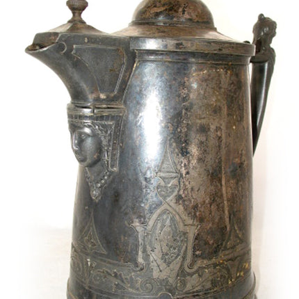 13" VINTAGE Antique? 1854 REED & BARTON SILVER Plate Etched SILVERPLATE Ice Water PITCHER