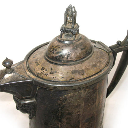 13" VINTAGE Antique? 1854 REED & BARTON SILVER Plate Etched SILVERPLATE Ice Water PITCHER